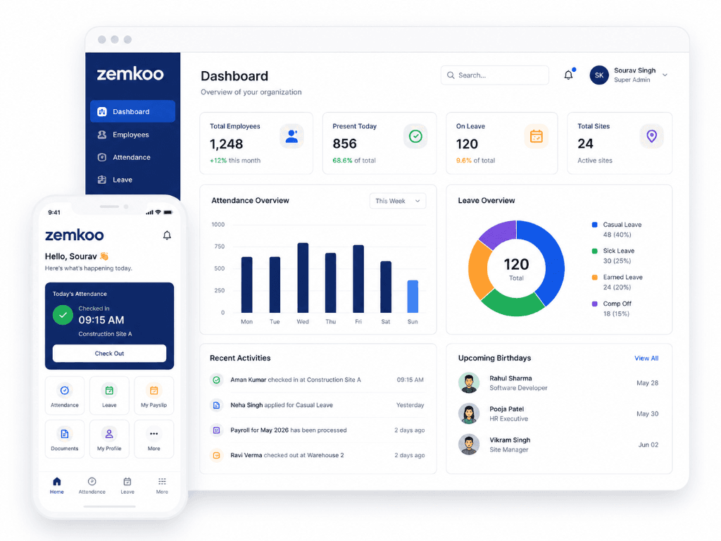 Zemkoo Platform Dashboard and Mobile App